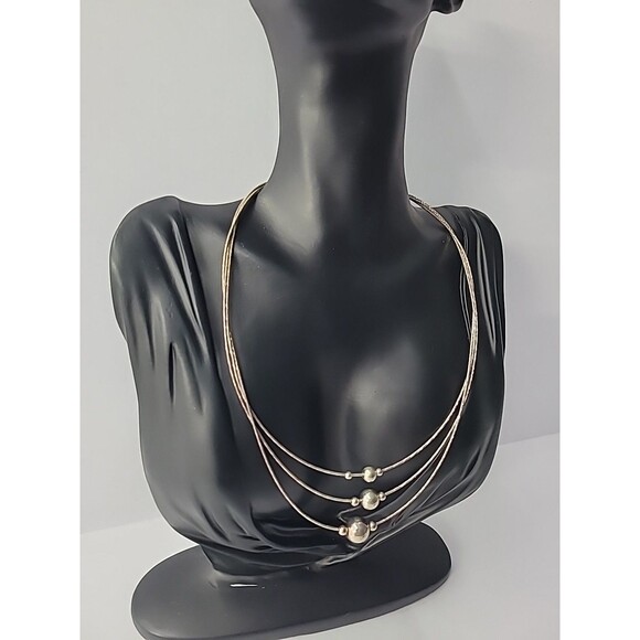 Vintage Sterling Silver 925 Necklace Beaded Rope Multi Strand Jewelry Fine Metal - Picture 7 of 15